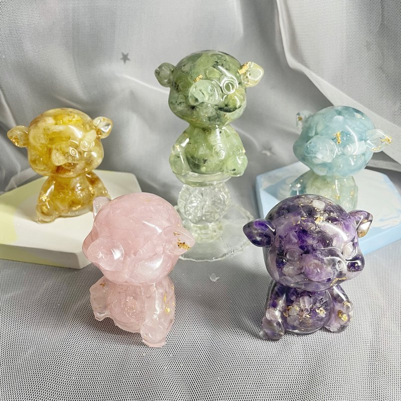 【手工製作】天然能量水晶平安豬/水晶擺飾 - 擺飾/家飾品 - 寶石 