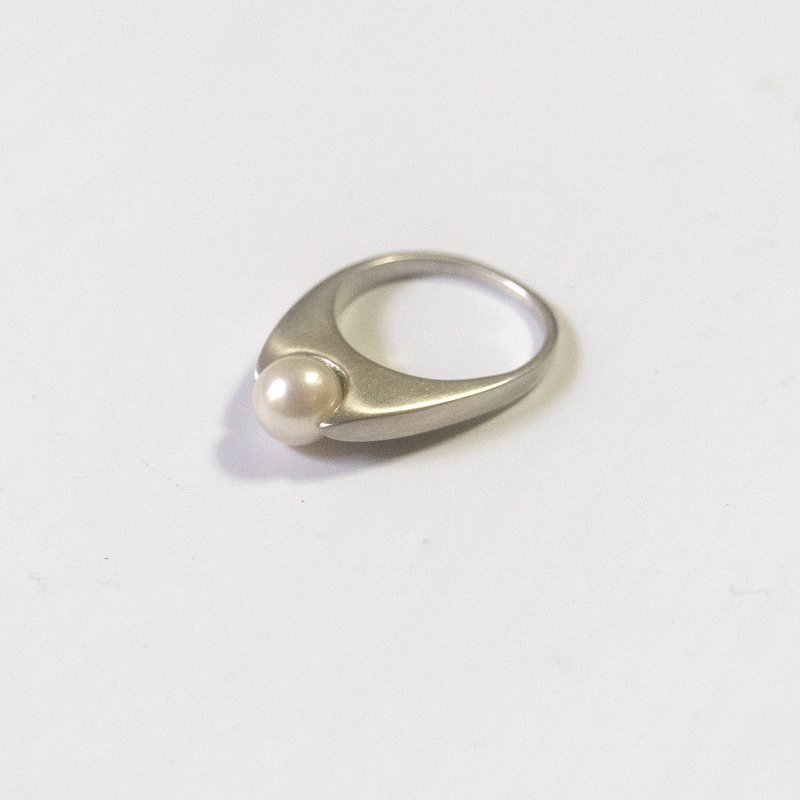 蝙蝠H型 珍珠戒指 Pearl Ring - 戒指 - 純銀 
