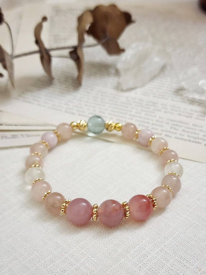 Salt source agate/rose quartz/kunzite/moonstone/green Stone natural stone bracelet - Bracelets - Gemstone Pink