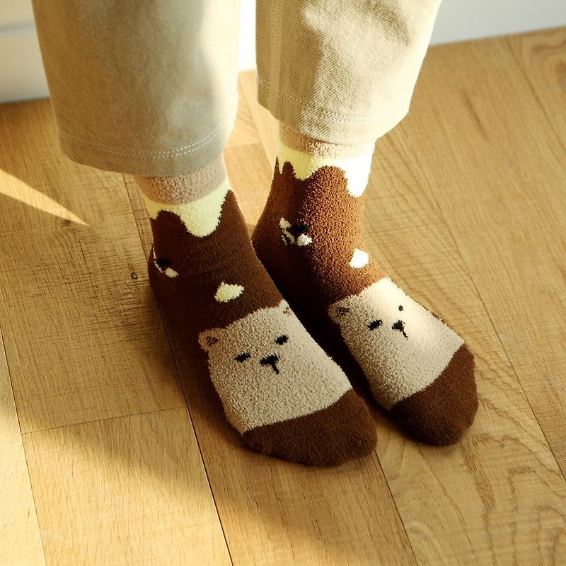 聖誕禮-一起冬眠動物睡眠襪-03灰熊,E2D18979 - 襪子 - 棉．麻 咖啡色