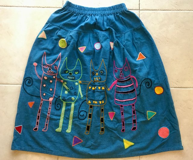 Sold Mini Boden Appliqué Cats Skirt