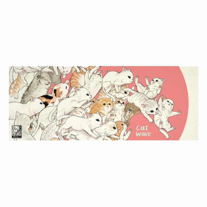 Cat wave Tenugui Canvas No frame - 其他 - 棉．麻 白色