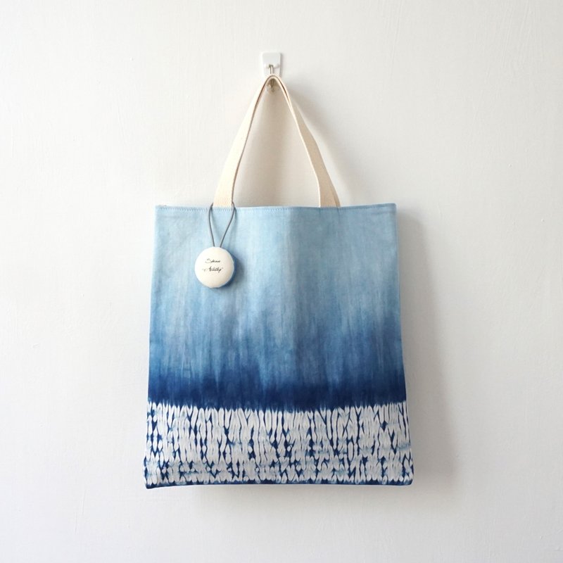 S.A x Straw, Indigo Dye Handmade Canvas Handbag - Handbags & Totes - Cotton & Hemp Blue