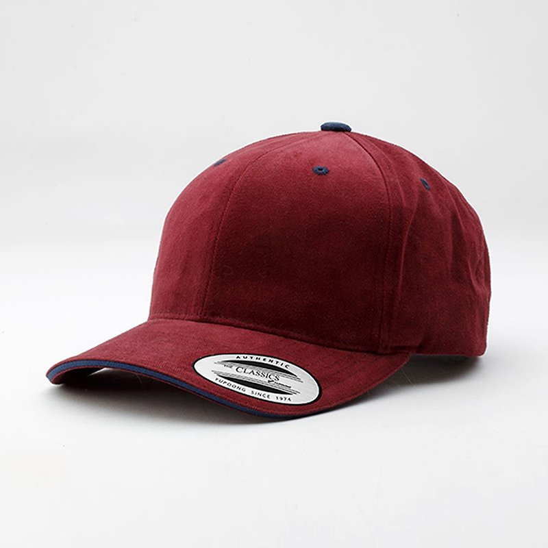 Brushed Cotton Twill Cap w/Sandwich Visor::Maroon/Navy:: - Hats & Caps - Cotton & Hemp Red