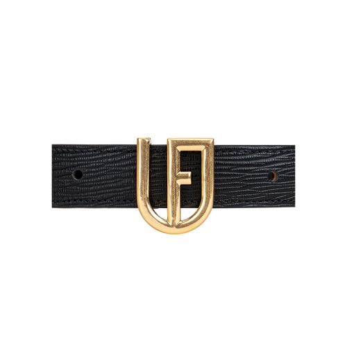 True Religion Men's TR Gold Buckle Belt - Black - Belts