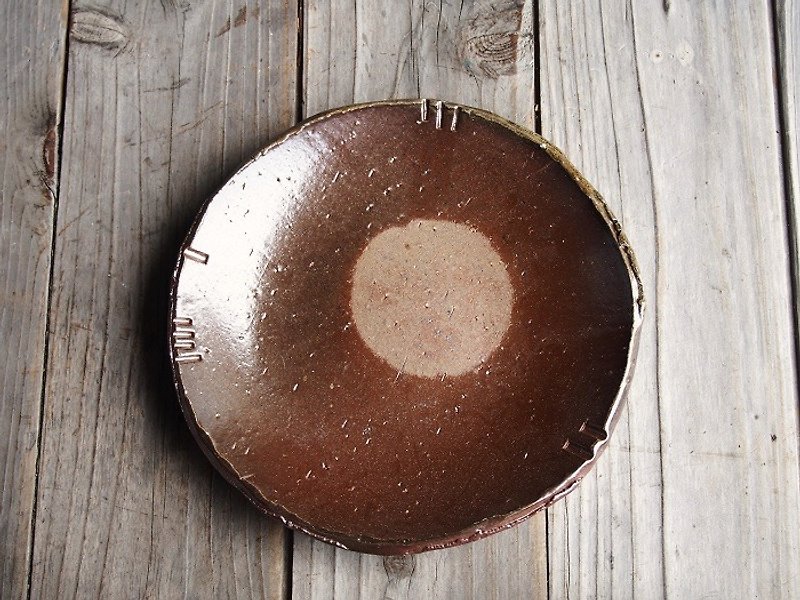 Bizen dish · rice cake (about 20.5 cm) _sr 4 - 034 - Small Plates & Saucers - Pottery Brown