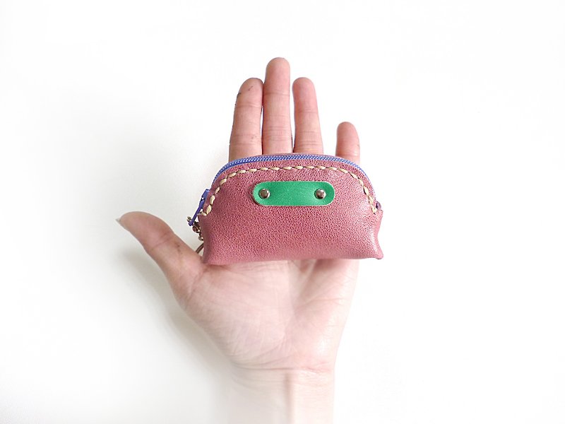 POPO│ palm │ light key small purse │ pink color. real leather - Coin Purses - Genuine Leather Pink