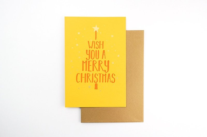 PaperPaper original Christmas card lemon yellow letterpress vintage letterpress printing - การ์ด/โปสการ์ด - กระดาษ สีเหลือง