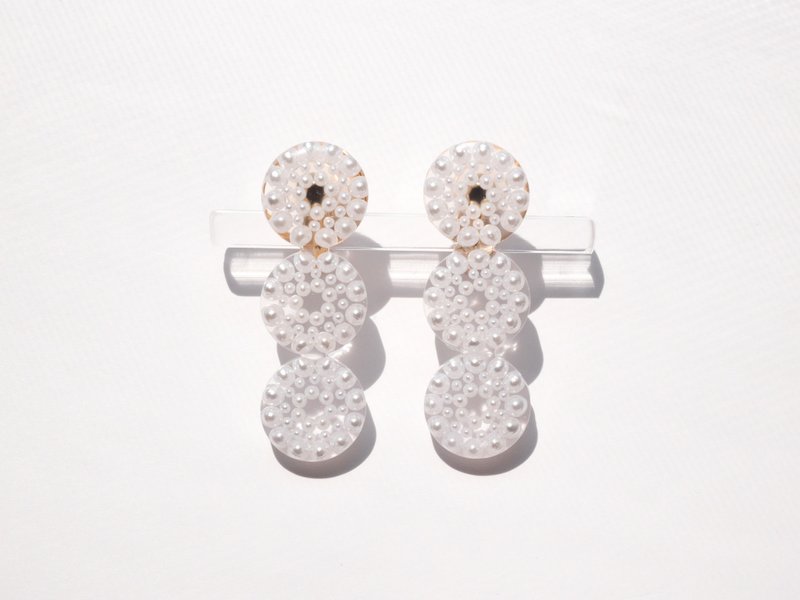 oval lace line - Earrings & Clip-ons - Resin White