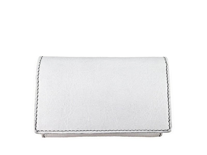 Snow white leather business card case - ที่เก็บนามบัตร - หนังแท้ ขาว