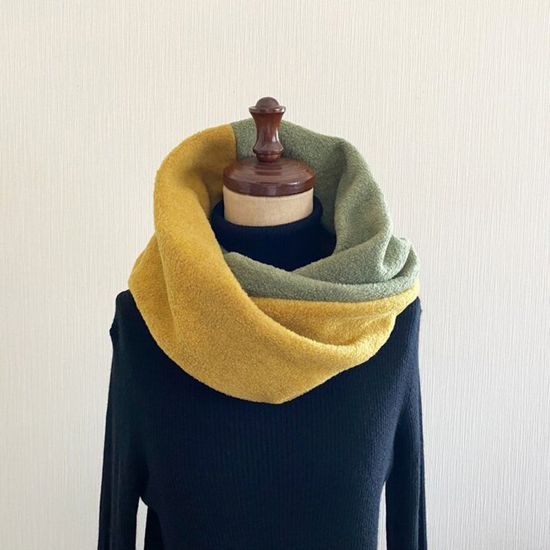 Luxury fleece bicolor snood yellow x green - Knit Scarves & Wraps - Polyester Multicolor