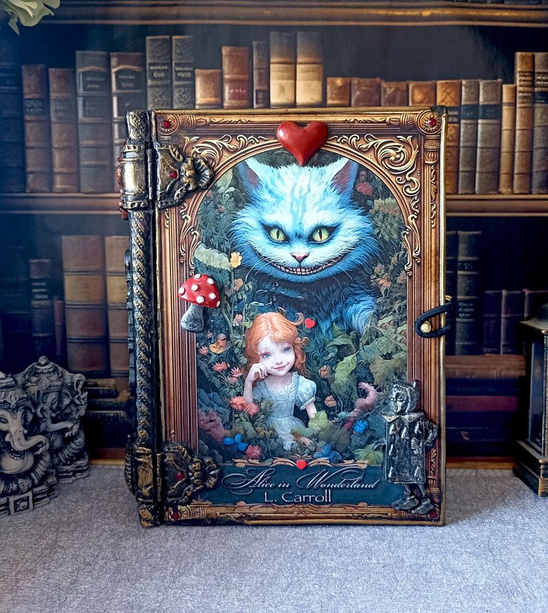 Wooden book box,Tarot cards box,Alice in Wonderland,Mad Hatter box,White rabbit - 居家收納/收納盒/儲物盒 - 木頭 藍色