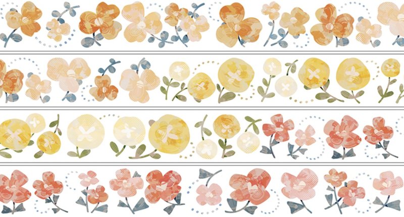 Warm Tone Fancy PET Washi Tape Long Loop - มาสกิ้งเทป - กระดาษ หลากหลายสี