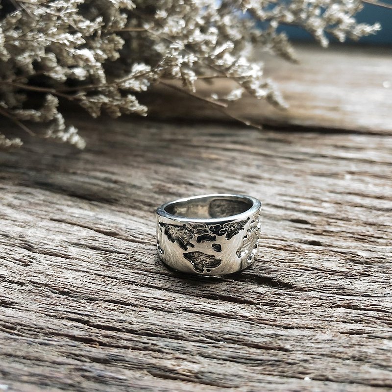 map ring jewelry world globe vintage earth traveler silver biker gift for him  - General Rings - Other Metals Silver