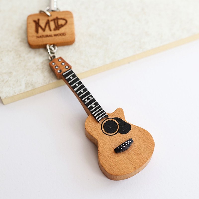 MD 仿真樂器吊飾 民謠吉他 無弦款 acoustic guitar - 鑰匙圈/鑰匙包 - 木頭 咖啡色