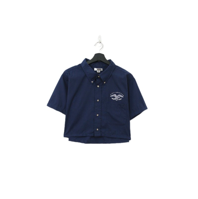 Back to Green-再製短板刺繡襯衫 翱翔老鷹 wt-15//vintage shirt - 女襯衫 - 棉．麻 