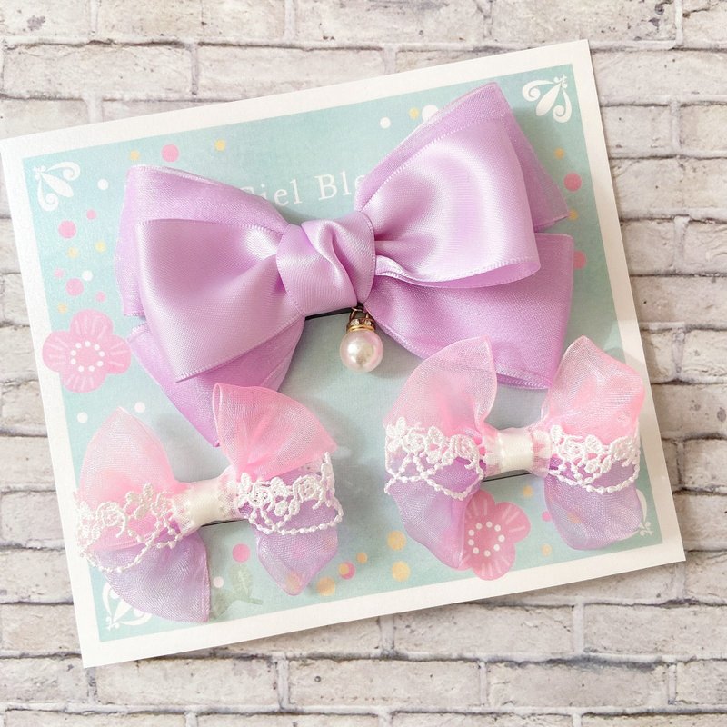 Hair accessory set for girls who love purple Airy hair band set of 3 - เครื่องประดับผม - ไฟเบอร์อื่นๆ สีม่วง