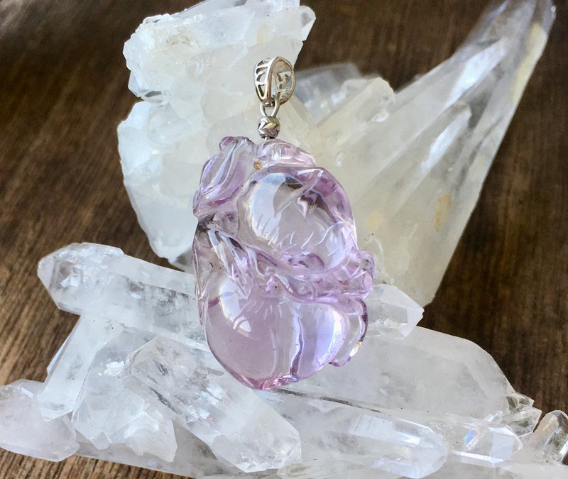 高品質巴西天然玫瑰紫水晶14K金墜子 - 項鍊 - 寶石 紫色