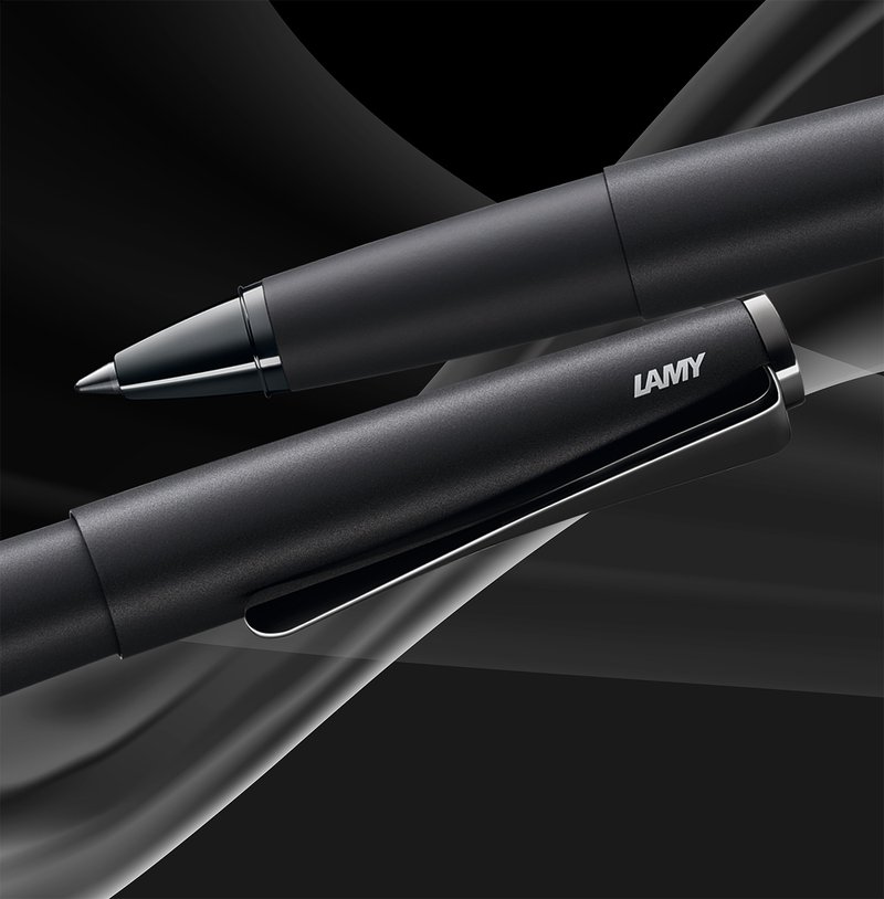 【雷雕免費刻字】LAMY 鋼珠筆+筆袋禮盒 / studio   - 奢華極黑 - 鋼珠筆 - 鋁合金 黑色