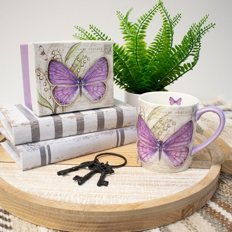 American Lang-Purple Butterfly-Illustrator Coffee Mug - แก้วมัค/แก้วกาแฟ - ดินเผา 