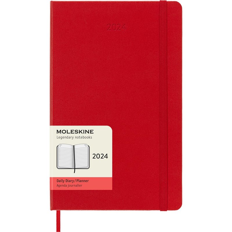 _勿上架_MOLESKINE 2024 日記手帳 12M 硬殼 L 型紅 燙金服務 - 筆記本/手帳 - 紙 紅色