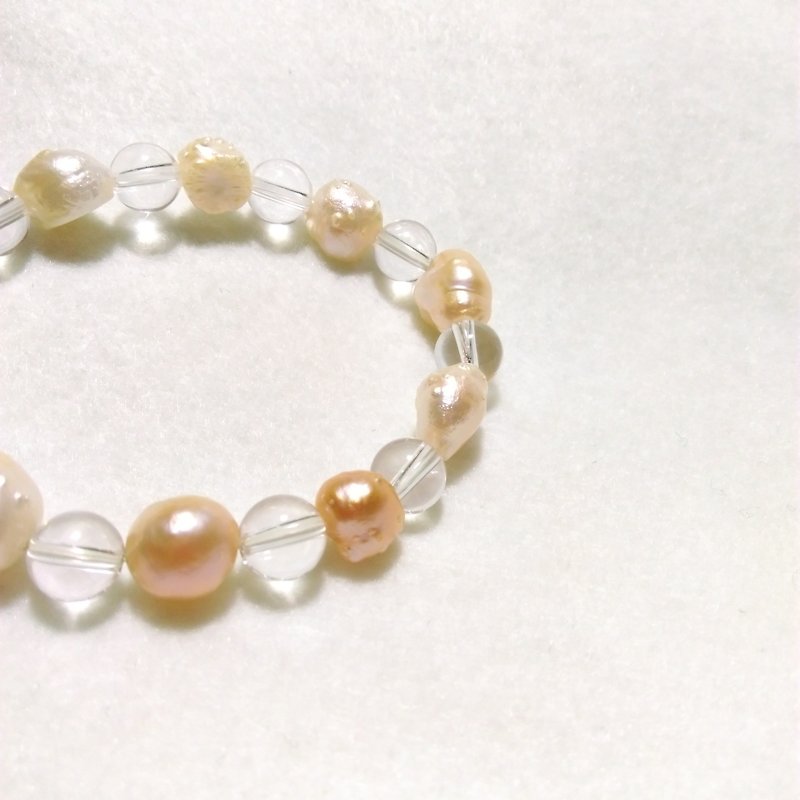 [LeRoseArts] Belle Perle series - shaped natural freshwater pearl bracelet white crystal ore - Bracelets - Gemstone White