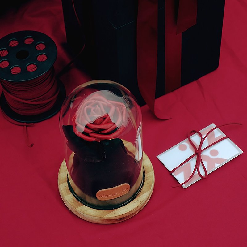 october handmade leather goods immortal roses creative gifts for girlfriend Valentine's day birthday gift customization - ของวางตกแต่ง - หนังแท้ สีแดง