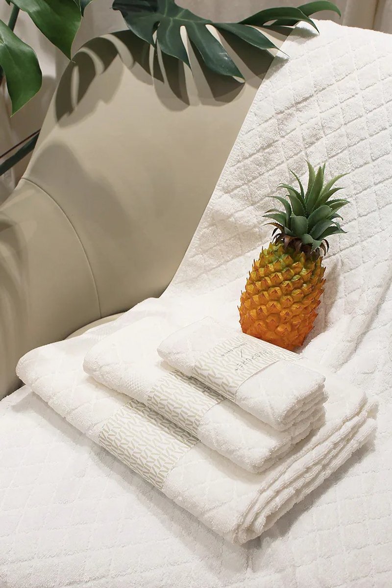 EVOPURE+ 鳳梨葉纖維提花(浴巾&毛巾&方巾) - 毛巾/浴巾 - 環保材質 白色