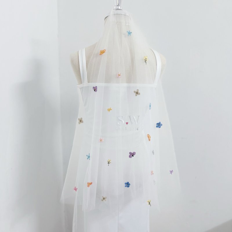 Flower Field Veil : Wedding bridal veil - 髮圈/髮夾 - 繡線 