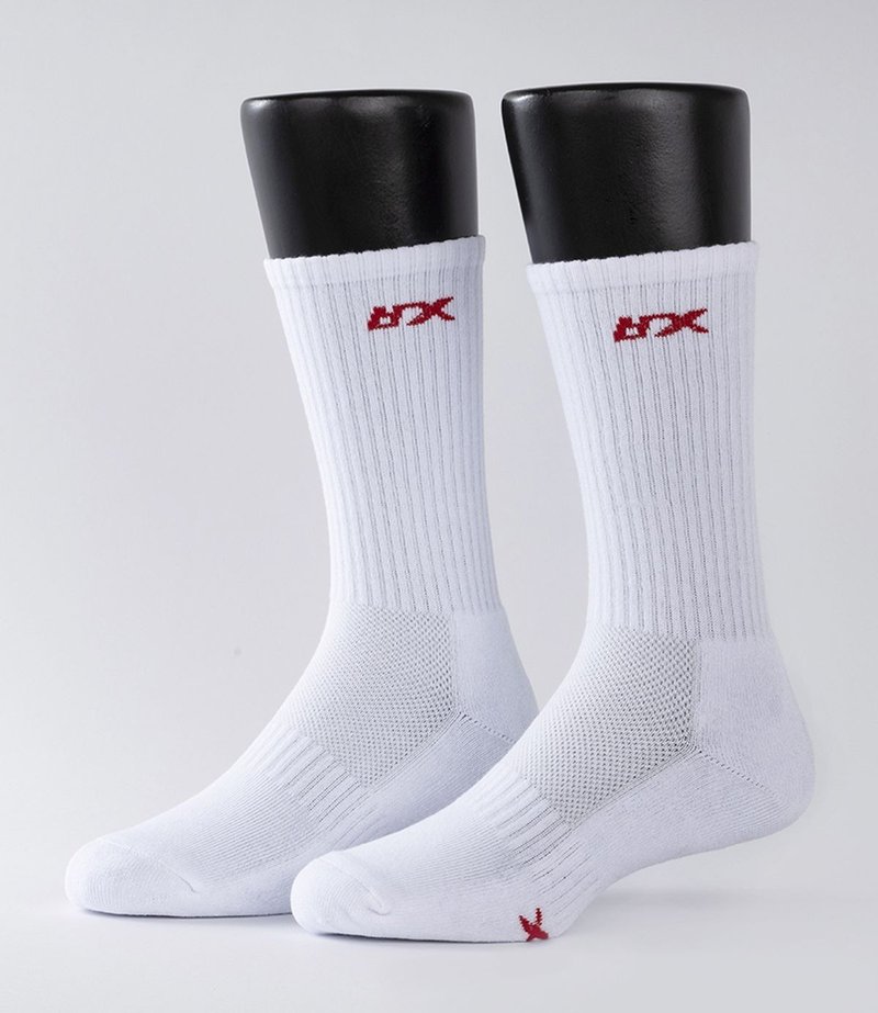 BFX SPRINT Air cushion Socks - WHITE + RED - ถุงเท้า - ผ้าฝ้าย/ผ้าลินิน ขาว