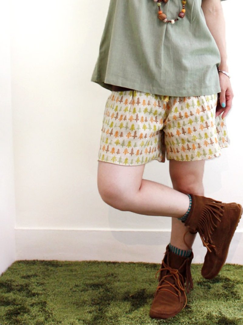 ☆ Hammock ☆ 彡 Hammock Sunny Tree Culottes - กางเกงขายาว - ผ้าฝ้าย/ผ้าลินิน สีเหลือง