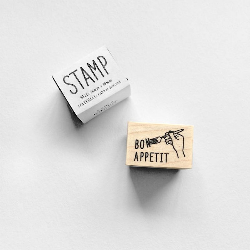 KNOOP WORKS Wooden Stamp (BON APPETIT / FORK) - Stamps & Stamp Pads - Wood Khaki