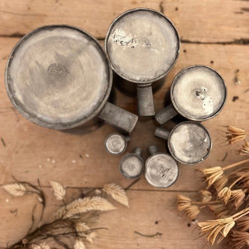 北欧アンティークピューター　送料込! 30531 魅力的なアンティーク ピューター カップ、7 個セット 魅力的な