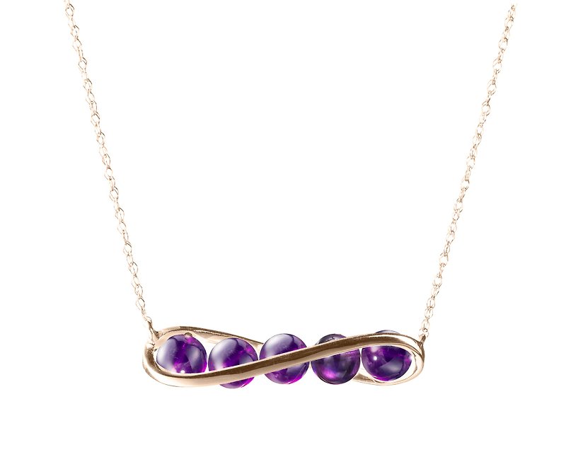 Amethyst Gold Bar Necklace, 14k Yellow Gold Purple Pendant, Minimalist Jewelry - Collar Necklaces - Precious Metals Purple