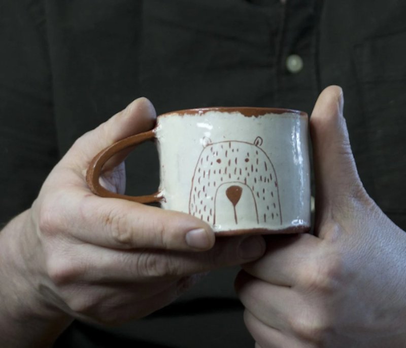 Pottery Mug-Bear Mug- Cute Bear Coffee Mug-Tea Cup-Tea Mug-Coffee Cup-Ceramics - แก้วมัค/แก้วกาแฟ - ดินเผา สีนำ้ตาล
