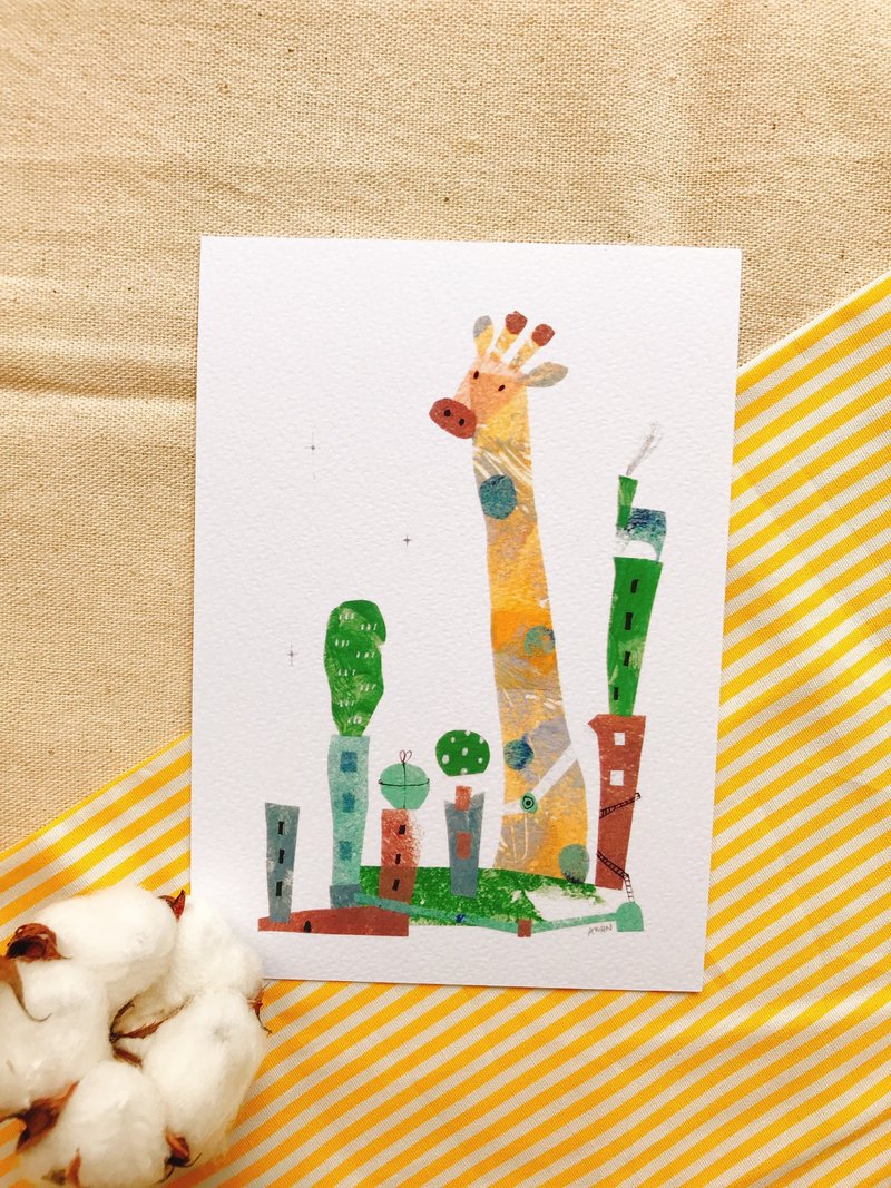 Giraffe postcard taller than a building - การ์ด/โปสการ์ด - กระดาษ สีเหลือง