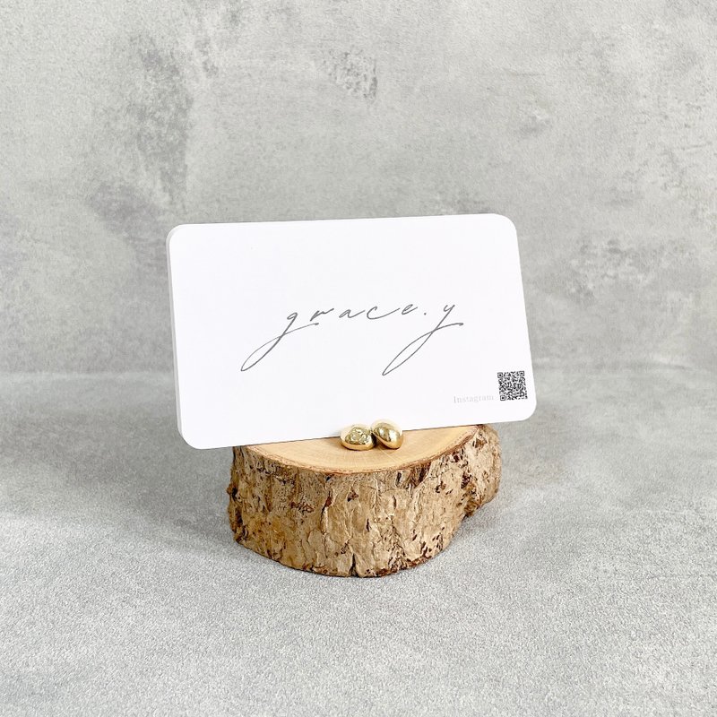 Natural wood and brass bead business card stand - ที่ตั้งบัตร - ไม้ สีนำ้ตาล