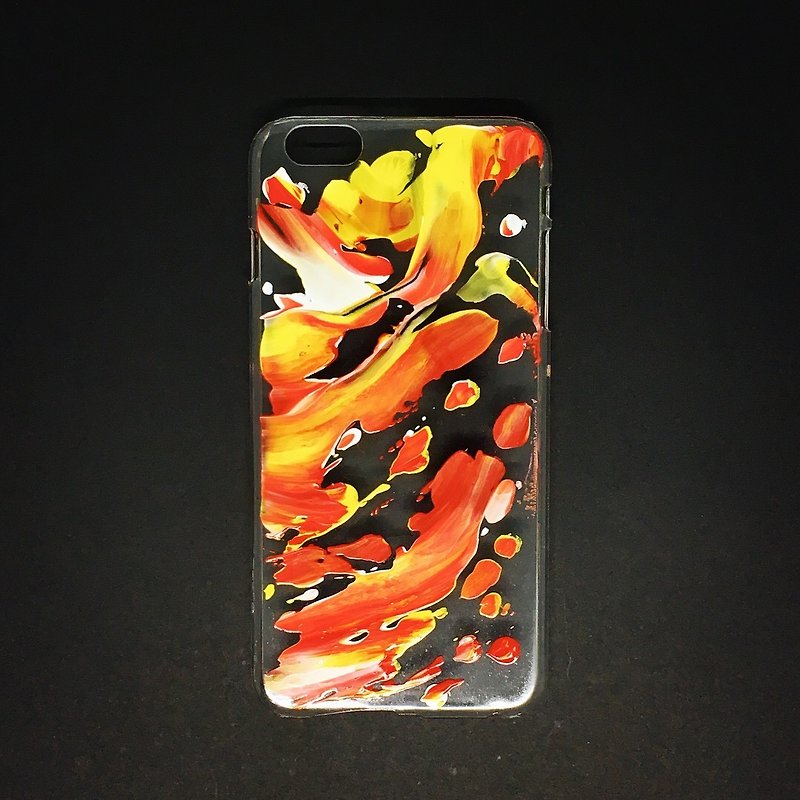 アクリル手描きの抽象芸術の電話ケース| iPhone 6 / 6s + |フェニックス - スマホケース - アクリル オレンジ