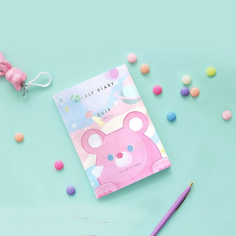 ICONIC 2019 青春圖騰週誌(時效)-粉紅寶貝熊,ICO53467 - 筆記本/手帳 - 紙 粉紅色