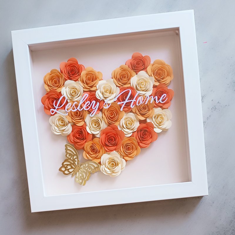 訂製愛心紙花相架 - 愛心款式 (細) - 擺飾/家飾品 - 紙 橘色