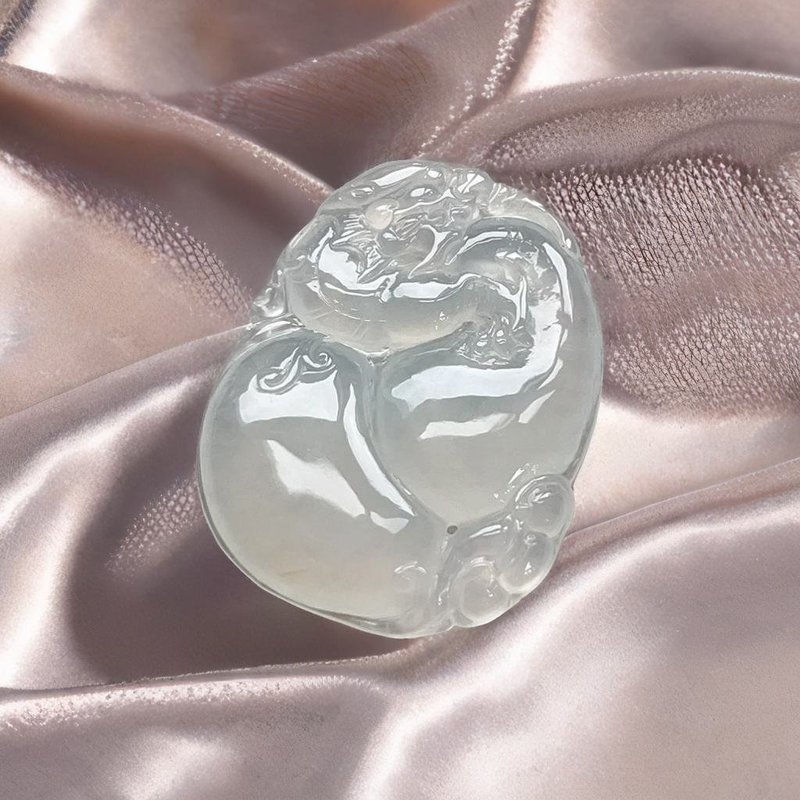 高氷種翡翠龍牌 | 天然ミャンマー産本翡翠（A貨） | ギフト - その他 - 翡翠 ホワイト