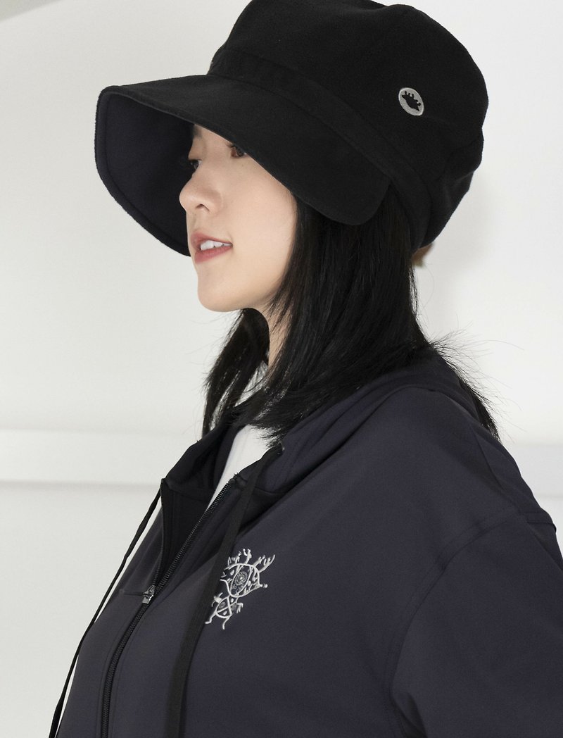 ファッション - 暖かいフリースのキャスケット -ブラック - 帽子 - ポリエステル ブラック