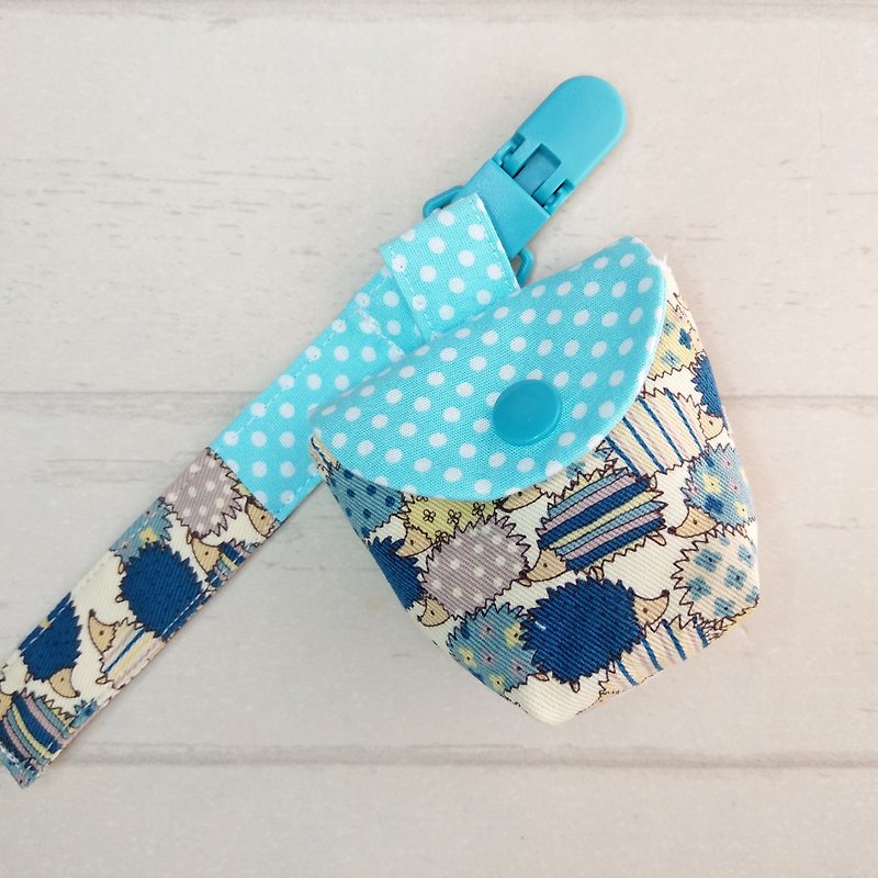 Little hedgehog. Pacifier storage bag / pacifier chain (name can be embroidered) - Baby Bottles & Pacifiers - Cotton & Hemp Blue