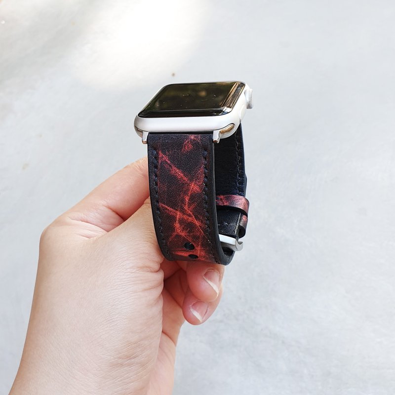 Vintage Apple Watch Band手工系列5系列4系列3系列2系列1 - 錶帶 - 真皮 紅色
