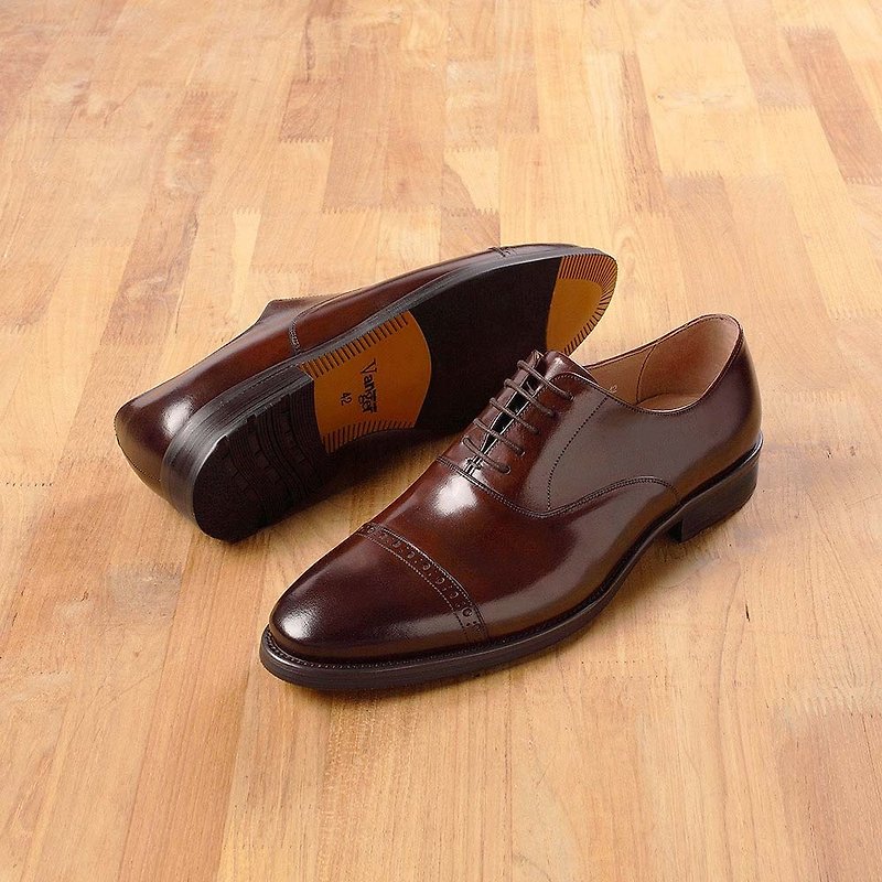 Vanger simple classic horizontal carved Oxford gentleman shoes Va215 coffee - รองเท้าลำลองผู้ชาย - หนังแท้ สีนำ้ตาล