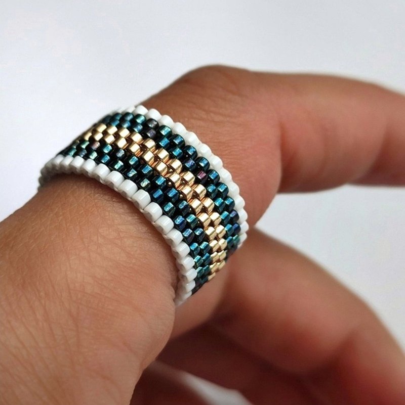 PDF tutorial - Beaded Peyote ring - Logo 設計/圖案設計 - 其他材質 