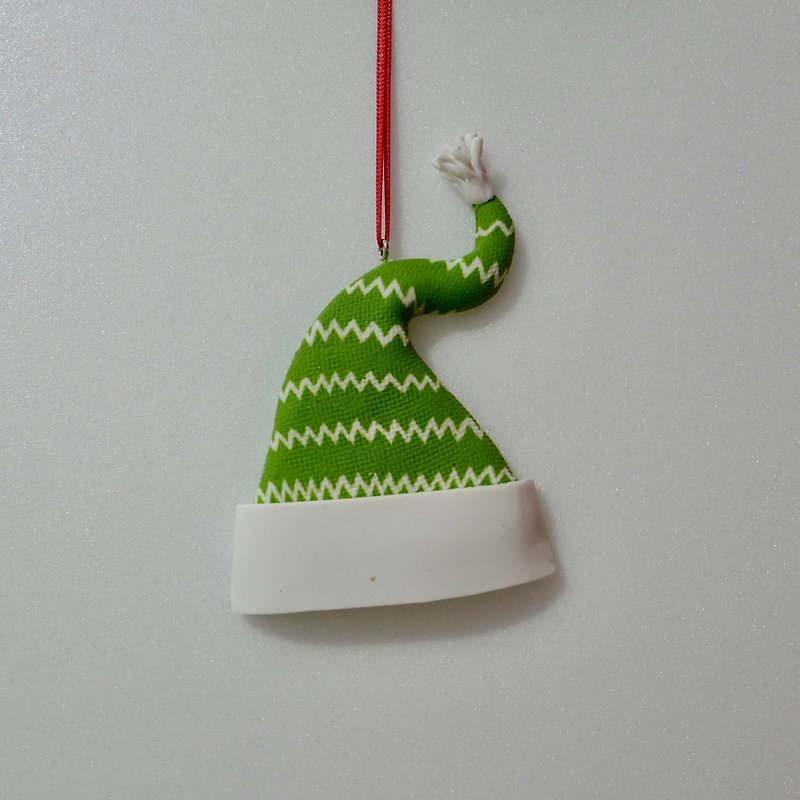 Christmas hat pendant - พวงกุญแจ - ดินเผา สีเขียว