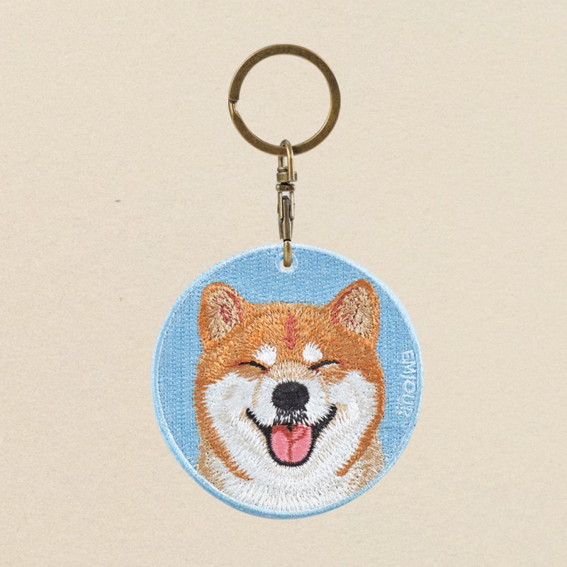 EMJOUR Double-sided Embroidery Charm - Shiba Inu | Simulation Embroidery - Charms - Thread Blue