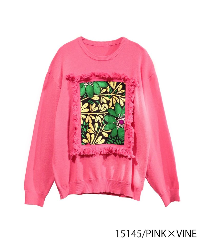 AFRICA FRINGE FRAME KNIT PULLOVER - 女毛衣/針織衫 - 棉．麻 粉紅色