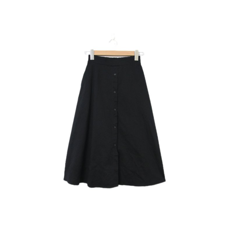 Back to Green-復古長裙 氣質正黑 傘裙M-19//vintage skirt - 裙子/長裙 - 棉．麻 